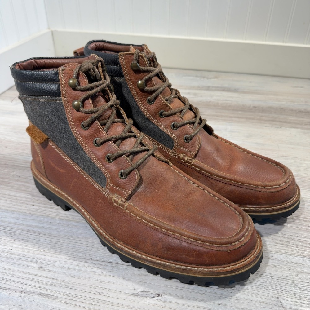 G.H. Bass & Co. Arnie Boots Mens US 10.5M Brown Leather Moc Toe Lace Up Ankle